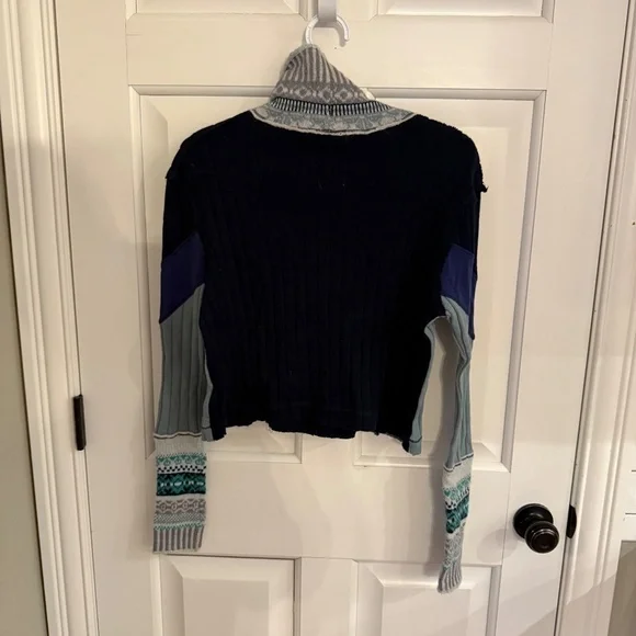 Free People Navy and Gray Cowl Neck Sweater - Picture 7 of 8